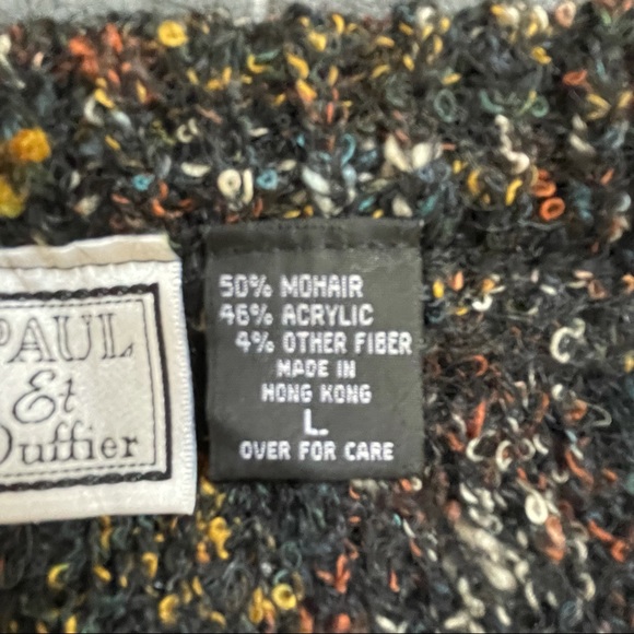 Vintage 1980s PAUL ET DUFFIER Large Black Cropped Boxy Women’s Mohair Sweater - Picture 8 of 15